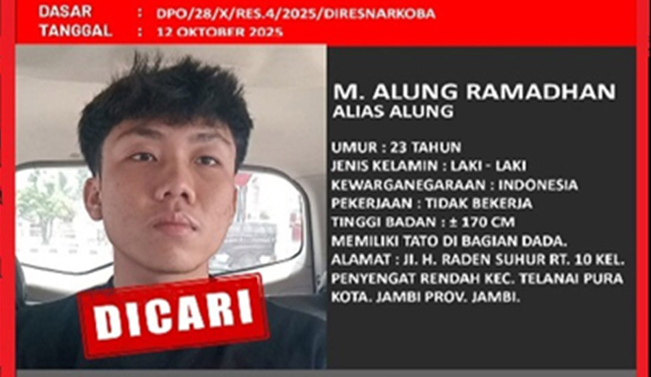 Kabur Saat Diperiksa, Polda Jambi Buru Alung Kurir Sabu 58 Kg